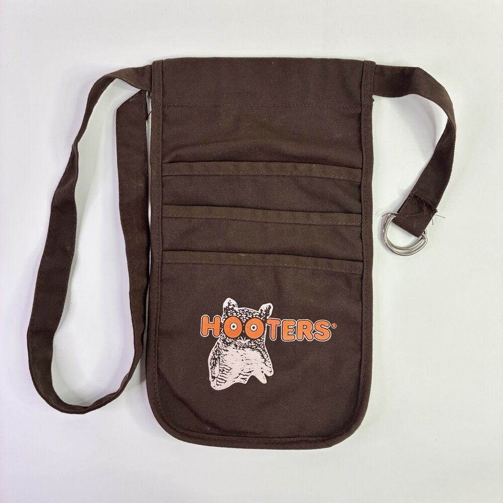 Vintage Hooters Waitress Apron Money Pouch Brown One Size Uniform Owl Logo